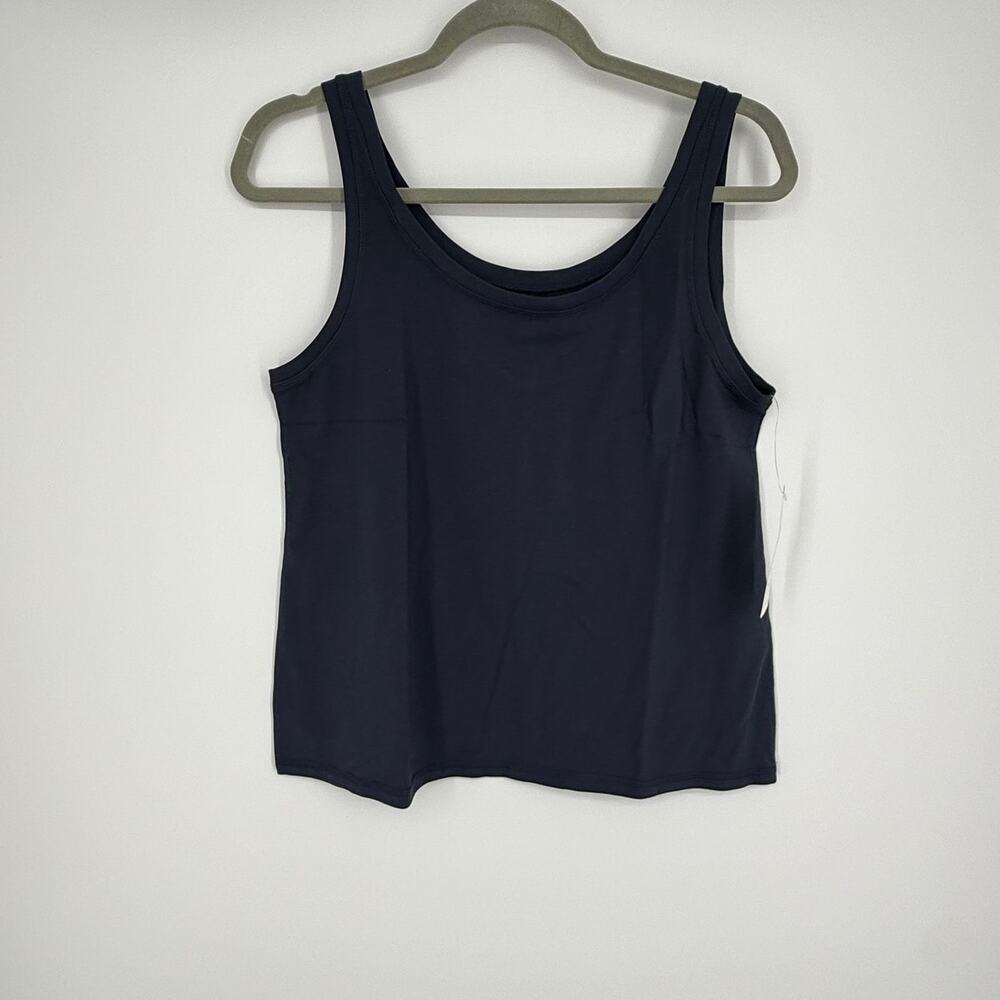 NWT Eileen Fisher Slim Tank SZ L Ocean Navy Organic Cotton